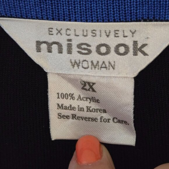 Exclusively Misook Black Royal Blue Trim Plussize Cardigan Sweater Size 2X - Picture 3 of 3